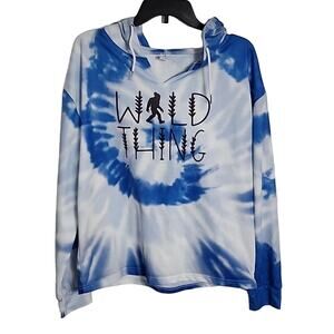Freestyle Blue Tie-Dye Style Wild Thing Bigfoot Hoodie, Medium